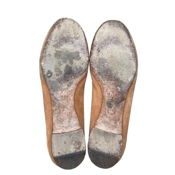 Chloe Scallop Flats Tan Soft Suede Flats Womens Size 36 EU 6 US Used - Picture 10 of 13